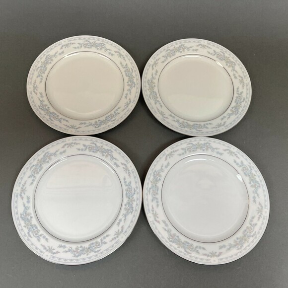 Somerset by NL Excel Bread and Butter Plates Floral Platinum Trim Lot of 4 - Picture 1 of 7